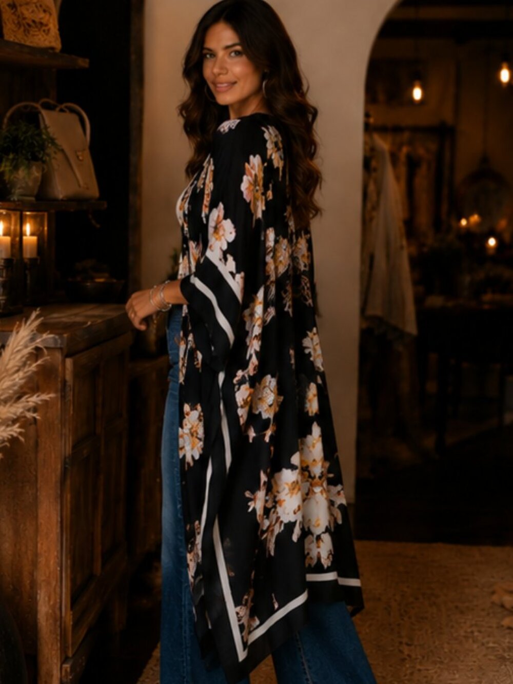 Alina Dainty Floral Print Kimono